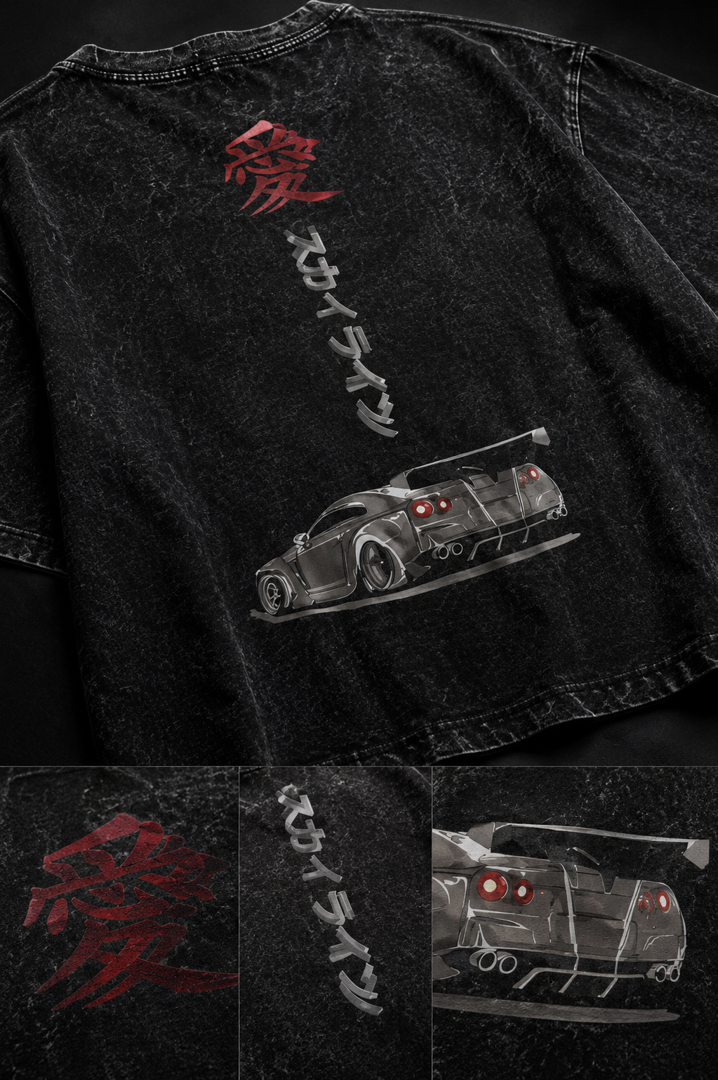 Midnight Drift Love Tee close-up back artwork detail mockup