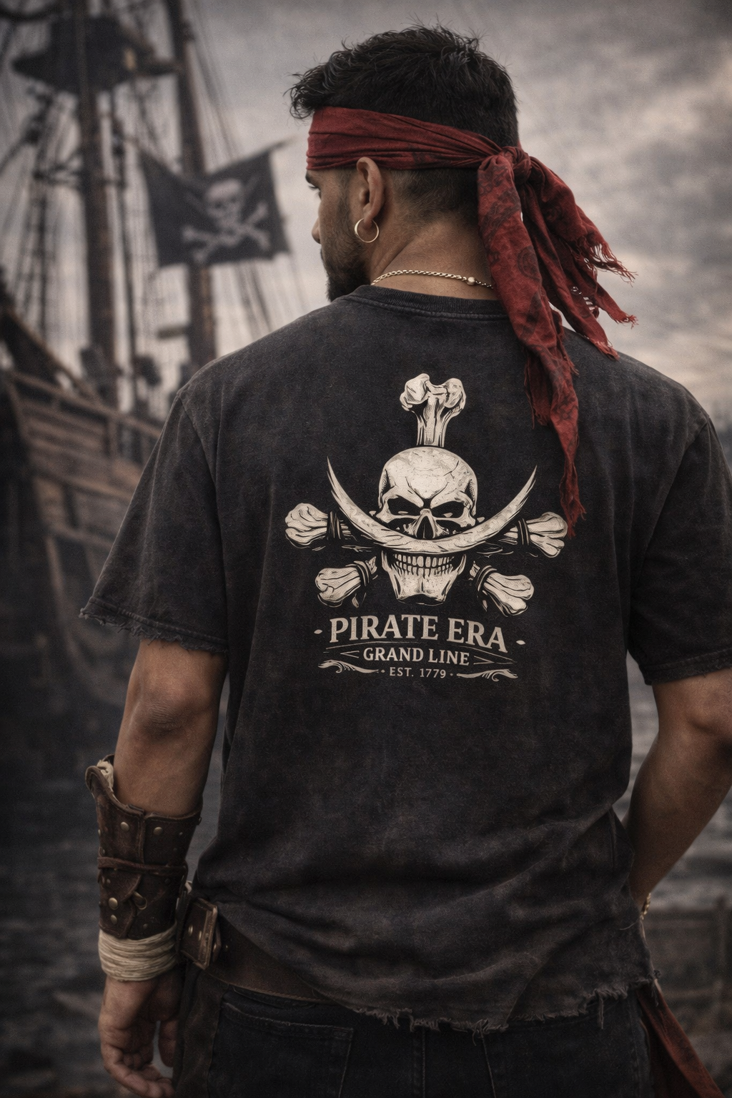 Black Tide Distressed Tee – Pirate Edition