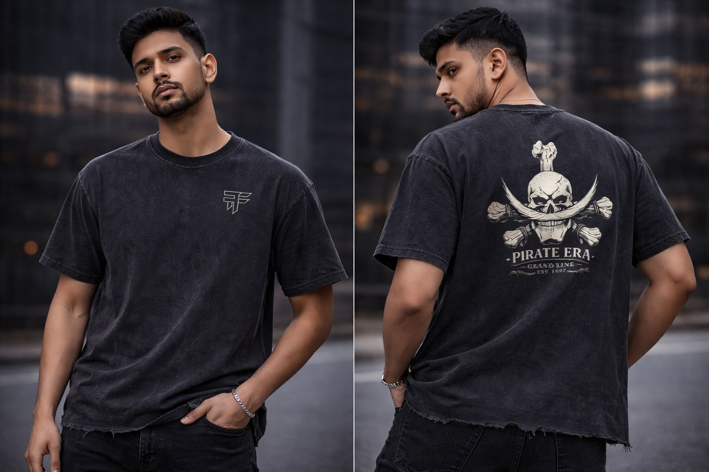 Black Tide Distressed Tee – Pirate Edition