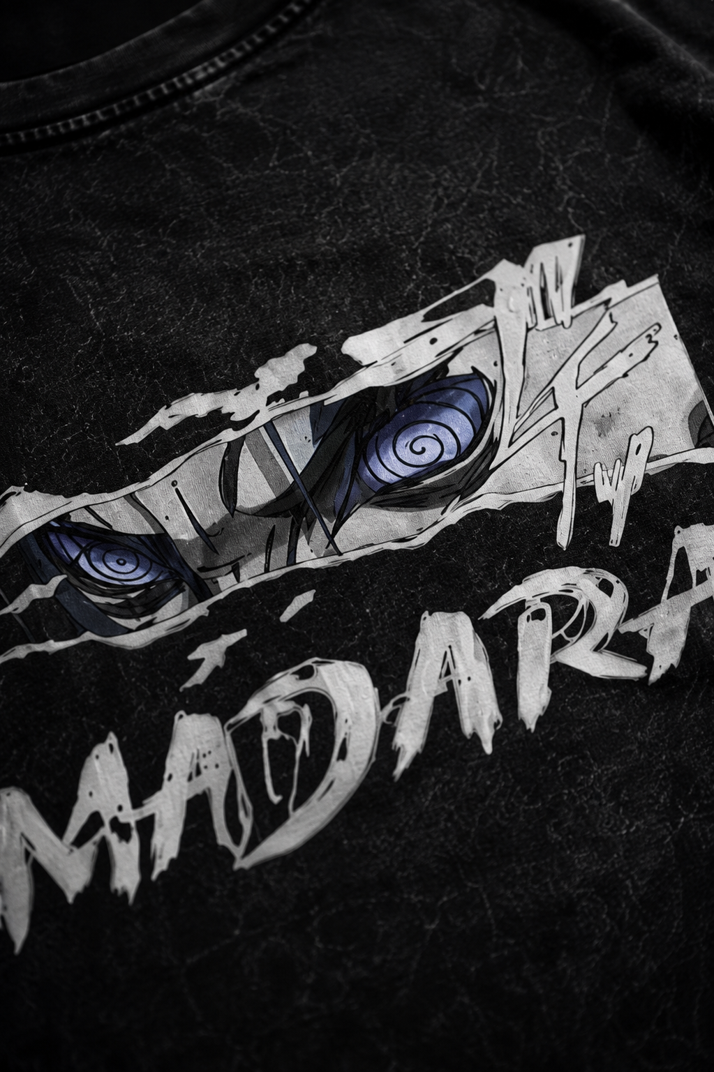 Uchiha Shadow Reign Tee close-up back artwork detail